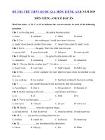 Tải Đề thi thử THPT Quốc Gia lần 3 năm 2019 môn Tiếng Anh trường THPT Lý Nhân Tông, Bắc Ninh - Đề thi THPT Quốc Gia 2019 môn Anh có đáp án