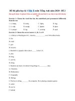 Tải Đề thi giữa học kì 1 lớp 6 môn Tiếng Anh năm 2020 - Đề 2 - Đề kiểm tra giữa học kì 1 lớp 6 môn Tiếng Anh có đáp án