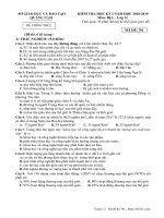 Đáp án đề thi học kỳ 1 Địa lý 11 sở GD&ĐT Quảng Nam