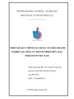 THIẾT kế QUY TRÌNH xây DỰNG văn hóa DOANH NGHIỆP tại CÔNG TY TRÁCH NHIỆM hữu hạn POOLTECH VIỆT NAM