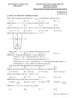Đáp án đề thi học kỳ 1 Toán 12 sở GD&ĐT Bắc Giang 2019