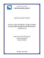 Quản lý thu bảo hiểm y tế hộ gia đình tại bảo hiểm xã hội thành phố pleiku, tỉnh gia lai 