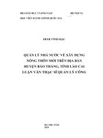 luận văn thạc sĩ quản lý nhà nước về xây dựng nông thôn trên địa bàn huyện bảo thắng, tỉnh lào cai 