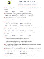 Đề thi học kì 1- Môn toán 11- Năm học 2019-2020- có hướng dẫn giải chi tiết – Xuctu.com