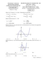 Đề thi học kì 1 môn Toán 12 năm 2020-2021 - Trường THPT Nguyên Công Trứ
