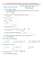 Đề kiểm tra học kì 2 môn toán lớp 6 năm học 2017-2018 trường THCS nguyễn thành công mã 2 | Toán học, Lớp 6 - Ôn Luyện