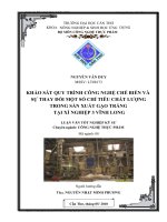 Khảo sát quy trình công nghệ chế biến và sự thay đổi một số chỉ tiêu chất lượng trong sản xuất gạo trắng tại xí nghiệp 3 vĩnh long 