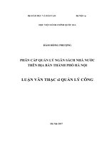 luận văn thạc sĩ phân cấp quản lý ngân sách nhà nước trên địa bàn thành phố hà nội 