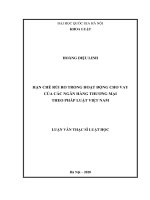 Hạn chế rủi ro trong hoạt động cho vay của các ngân hàng thương mại theo pháp luật việt nam 
