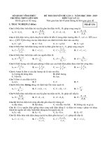 Khảo sát chuyên đề Vật lý 11 lần 3 THPT Liễn Sơn – Vĩnh Phúc