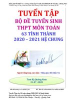 PDF TUYỂN tập 63 đề đáp án vào 10 CHUNG môn TOÁN 2020 2021 các TỈNH THÀNH 