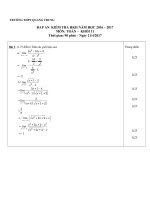 Đáp án chi tiết bài kiểm tra học kỳ 2 môn toán lớp 11 trường THPT quang trung năm học 2016 - 2017 | Toán học, Lớp 11 - Ôn Luyện