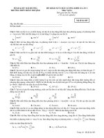 Đáp án đề KSCL Vật lý 12 lần 1 THPT Đoàn Thượng – Hải Dương