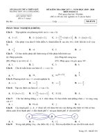 Đề thi học kỳ 1 Toán 11 năm 2019 – 2020 trường An Lương Đông – TT Huế | Toán học, Lớp 11 - Ôn Luyện