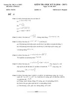 Đề thi có đáp án chi tiết môn toán lớp 11 trường THPT Trương vĩnh ký năm học 2016 - 2017 mã A | Toán học, Lớp 11 - Ôn Luyện