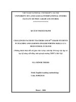 Challenges faced by teachers and 10th graders in teaching and learning english writing skills at a high school in hanoi  
