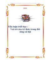 Tiểu luận triết học - Vai trò của tri thức trong đời sông-xã hội