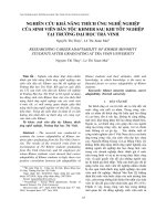 NGHIÊN CỨU KHẢ NĂNG THÍCH ỨNG NGHỀ NGHIỆP CỦA SINH VIÊN DÂN TỘC KHMER SAU KHI TỐT NGHIỆP TẠI TRƯỜNG ĐẠI HỌC TRÀ VINH