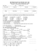 Đề thi học kì 1 môn Tiếng Anh lớp 9 năm 2019 - 2020 có đáp án | Tiếng Anh, Lớp 9 - Ôn Luyện