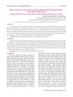 Một vài khía cạnh quản lý môi trường đối với hoạt động nuôi trồng thủy sản