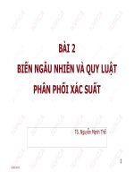 Bài giảng Lý thuyết xác suất và thống kê toán: Bài 2 - TS. Nguyễn Mạnh Thế