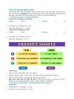 Các thì trong tiếng Anh: Bảng tóm tắt 12 thì tiếng Anh