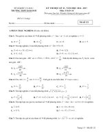 Đề thi có đáp án chi tiết học kì 2 môn toán lớp 10 năm học 2016-2017 trường THPT Đầm dơi mã đề 121 | Toán học, Lớp 10 - Ôn Luyện