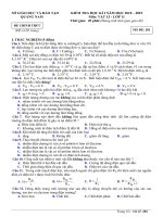 Đề thi học kỳ 1 Vật lý 11 năm học 2018 – 2019 sở GD&ĐT Quảng Nam