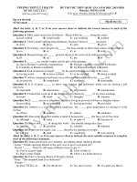 Đáp án - đề thi thử THPT Quốc gia 2020 môn Anh THPT Lý Thái Tổ lần 1