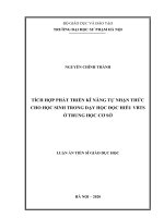 luận án tiến sĩ tích hợp phát triển kĩ năng tự nhận thức cho học sinh trong dạy học đọc hiểu VBTS ở THCS 