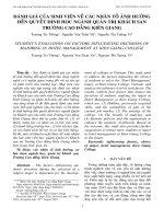 ĐÁNH GIÁ CỦA SINH VIÊN VỀ CÁC NHÂN TỐ ẢNH HƯỞNG ĐẾN QUYẾT ĐỊNH HỌC NGÀNH QUẢN TRỊ KHÁCH SẠN TRƯỜNG CAO ĐẲNG KIÊN GIANG