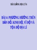 Bài giảng Địa lý 6 bài 4 Phương hướng trên bản đồ, kinh độ, vĩ độ và tọa độ địa lí | Địa lý, Lớp 6 - Ôn Luyện