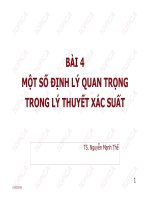 Bài giảng Lý thuyết xác suất và thống kê toán: Bài 4 - TS. Nguyễn Mạnh Thế