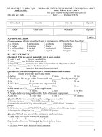 Đề thi học kì 1 môn Tiếng Anh lớp 9 sở Thanh Hóa - Mã A có đáp án | Tiếng Anh, Lớp 9 - Ôn Luyện