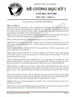 Đề cương môn Sinh ôn tập kì 1 lớp 12 THPT Xuân Đỉnh 2019