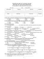 Đề thi học kì 1 lớp 9 môn Tiếng Anh năm 2019 - 2020 có đáp án | Tiếng Anh, Lớp 9 - Ôn Luyện