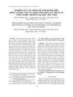 NGHIÊN CỨU CÁC NHÂN TỐ ẢNH HƯỞNG ĐẾN ĐỘNG CƠ HỌC TẬP CỦA SINH VIÊN KHOA KỸ THUẬT VÀ CÔNG NGHỆ, TRƯỜNG ĐẠI HỌC TRÀ VINH