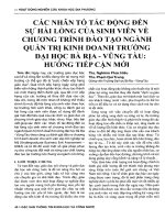 Các nhân tố tác động đến sự hài lòng của sinh viên về chương trình đào tạo ngành kinh doanh trường Đại học Bà Rịa - Vũng Tàu: Hướng tiếp cận mới.