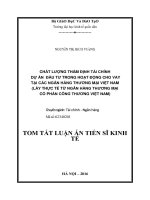 Chất lượng thẩm định tài chính dự án đầu tư trong hoạt động cho vay tại các ngân hàng thương mại Việt Nam (Lấy thực tế từ ngân hàng thương mại cổ phần công thương Việt Nam)