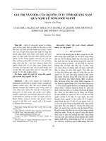 GIÁ TRỊ VĂN HÓA CỦA NGƯỜI CƠ TU TỈNH QUẢNG NAM QUA NGHI LỄ VÒNG ĐỜI NGƯỜI