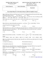Đề thi học kì 1 Vật lí 12 năm 2019 – 2020 trường THPT Ngô Gia Tự – Đắk Lắk - THI247.com