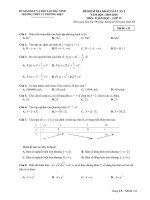 Đề kiểm tra Toán 12 lần 2 năm 2019 - 2020 trường THPT Lý Thường Kiệt - Bắc Ninh - THI247.com