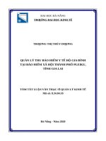 Quản lý thu bảo hiểm y tế hộ gia đình tại bảo hiểm xã hội thành phố pleiku, tỉnh gia lai 