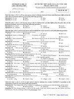 Đề thi thử tốt nghiệp THPT môn Tiếng Anh năm 2020 liên trường THPT - Nghệ An - THI247.com