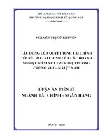 Tác động của quyết định tài chính tới rủi ro tài chính của các doanh nghiệp niêm yết trên thị trường chứng khoán việt nam 