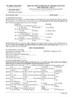 Đề thi HK1 Tiếng Anh 11 năm học 2018 – 2019 sở GD&ĐT Vĩnh Phúc