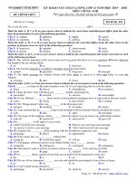 Đề khảo sát chất lượng Tiếng Anh 12 năm học 2019 - 2020 sở GD&ĐT Vĩnh Phúc - THI247.com
