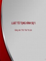 Bài giảng Luật tố tụng Hình sự 1: Bài 3 - ThS. Trần Thị Liên
