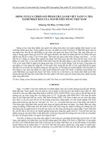 ĐỘNG CƠ LỰA CHỌN SẢN PHẨM TRÀ XANH VIỆT NAM VÀ TRÀ XANH NHẬT BẢN CỦA NGƯỜI TIÊU DÙNG VIỆT NAM