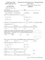 Đề khảo sát lần 2 Toán 12 năm 2019 - 2020 trường THPT Quế Võ 1 - Bắc Ninh - THI247.com